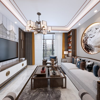 效果图表现机构18679113308【新中式风】全屋作品371一念護悔幸福里