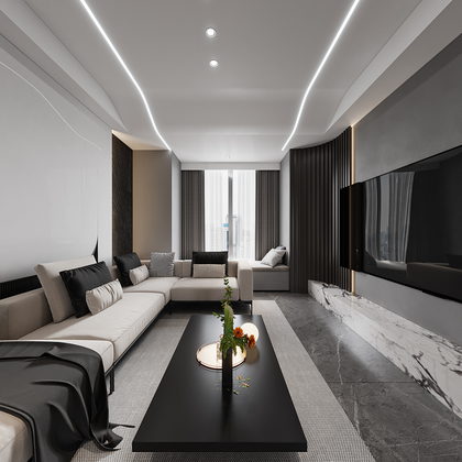 轻奢飒装黑白灰 复式无主灯--336